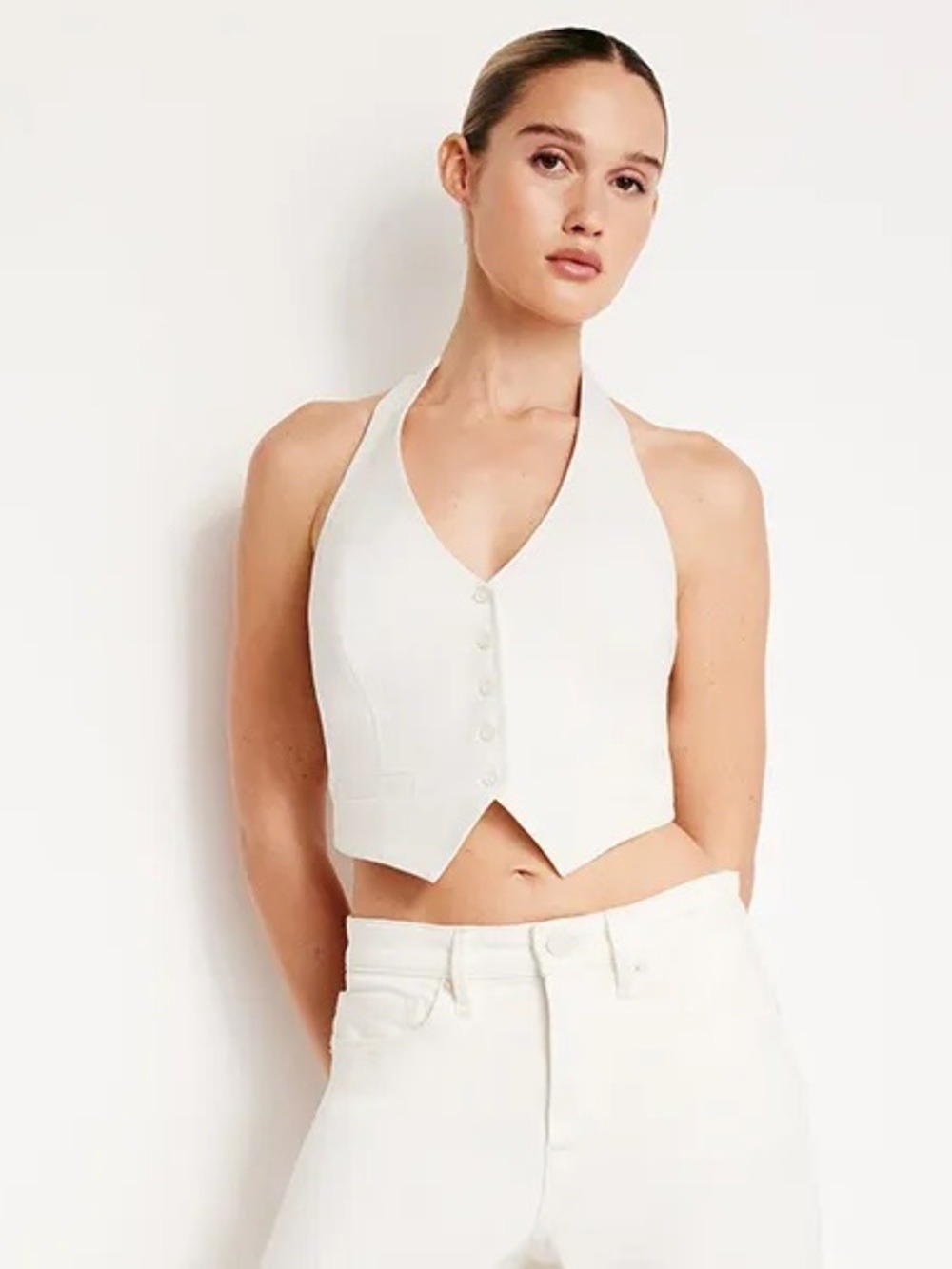 Good American White Halter Vest Top Large